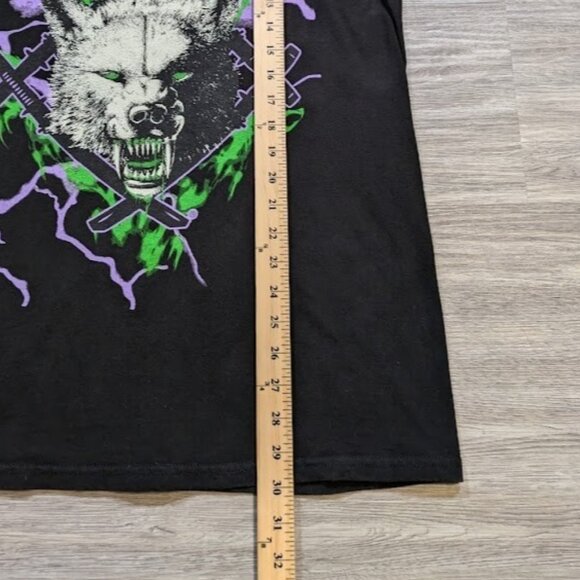 Xavier Wulf Hollow Squad T Shirt Men's Large Black Graphic Wolf Under Pressure - Picture 6 of 6